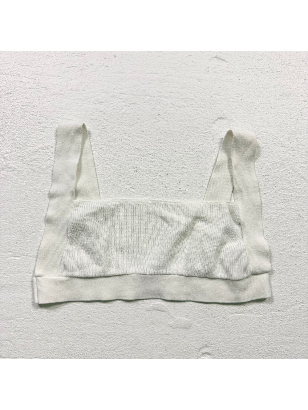 Fashion Nova White Rib Knit Crop Tank Bralette, Size Medium